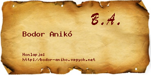 Bodor Anikó névjegykártya